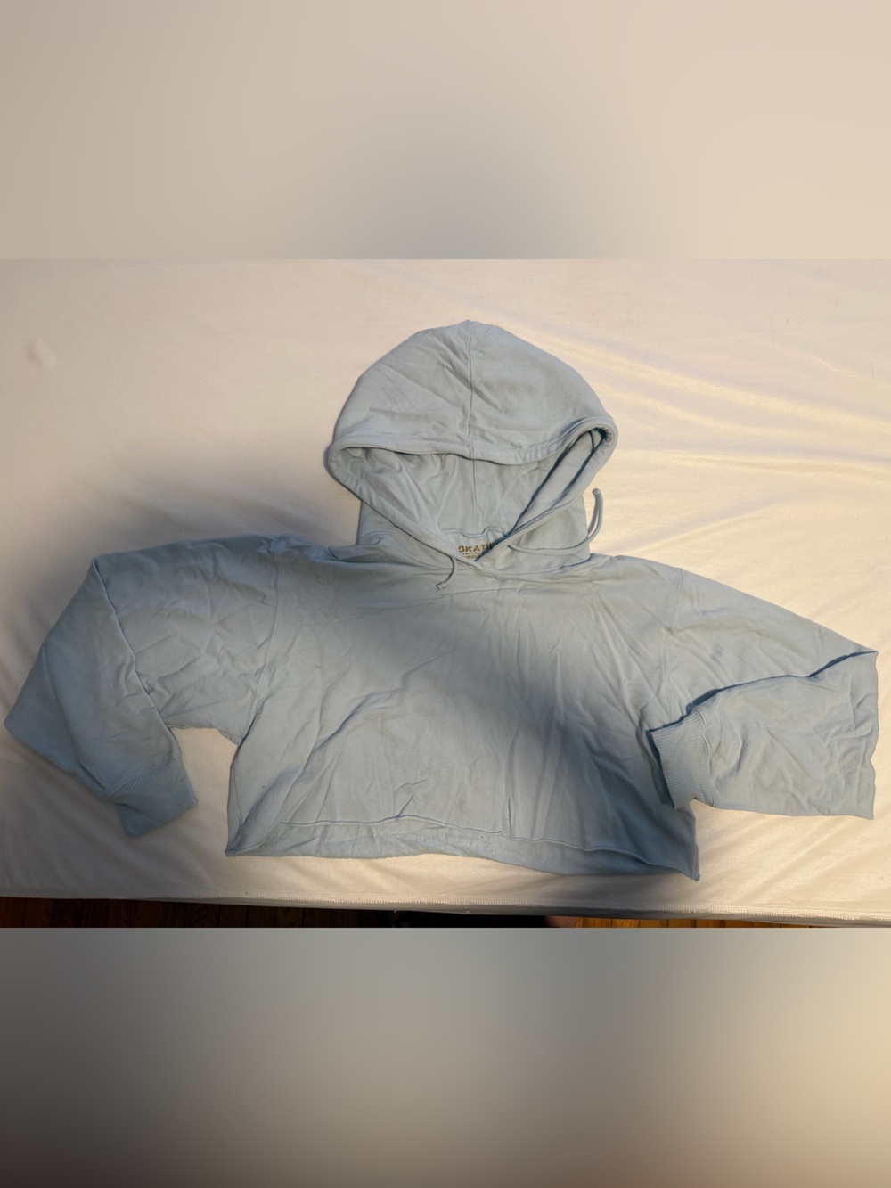 Skatie Light Blue Ultra-Soft Cropped Hoodie Pullover